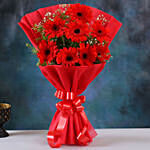 8 Red Elegance Gerbera Blossoms