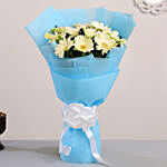 10 Pristine White Gerberas Bouquet