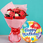 Exotic Flowers Bouquet with Birthday Balloon