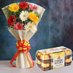 Mixed Brilliance Gerbera Blossoms with Ferrero Rocher