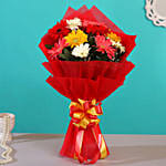 Mixed Coloured Gerberas Bouquet with Moet Champagne 200ml