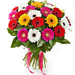 Summery Gerbera Blooming Bouquet with Birthday Balloon