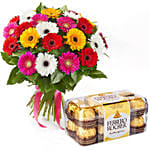 Summery Gerbera Blooming Bouquet with Ferrero Rocher