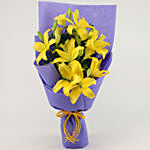 5 Charming Yellow Asiatic Lilies Bouquet