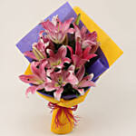 5 Enchanting Pink Oriental Lilies Bouquet