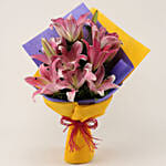 5 Enchanting Pink Oriental Lilies Bouquet