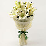 5 Serene White Oriental Lilies Bouquet