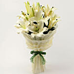 5 Serene White Oriental Lilies Bouquet