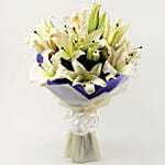 7 White Oriental Lilies Bouquet