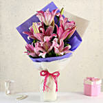 Alluring Pink Oriental Lilies Bouquet