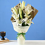 4 White Oriental Lilies Bouquet