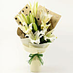 4 White Oriental Lilies Bouquet