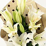 4 White Oriental Lilies Bouquet