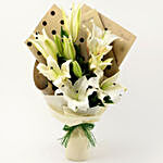 4 White Oriental Lilies Bouquet