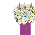 Cream Gerberas White Pom In Lovely Pink Stand