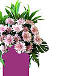 Elegant Pink Flowers Arrangement In Pink Stand