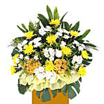 Vibrant Mixed Flowers Brown Stand Arrangement