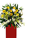 Beautiful Mixed Flowers Arrangement With Red Stand
