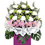 Blissful Mixed Flowers With Pink Stand