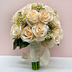 Lovely Peach Roses Rice Flower Bridal Bouquet