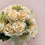Lovely Peach Roses Rice Flower Bridal Bouquet
