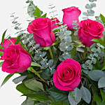 12 Pink Roses Glass Vase Arrangement