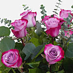 12 Purple Roses Glass Vase Arrangement