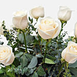 12 White Roses Glass Vase Arrangement