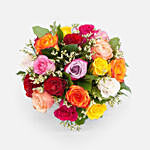 Bright Mixed Roses Fishbowl Vase Arrangement