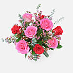 Red Pink Roses Cylindrical Vase Arrangement