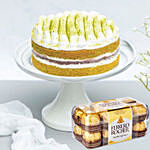 Infused Premium Matcha Cake With Ferrero Cake