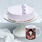 Lavender Cake With Personalised Caricature Mug