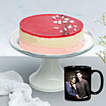 Raspberry Cake With Personalised Couple Mug