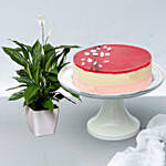 Raspberry Lychee Rose Cake With Lily Plant