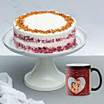 Red Velvet Cake With Personalised Heart Mug