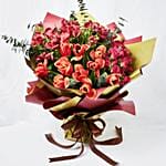 Lovely Mixed Flowers Wrapped Bouquet