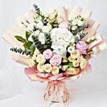 Ravishing Mixed Flowers Wrapped Bouquet