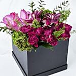 Beautiful Mixed Flowers Box Arrangement With Ferrero Rocher