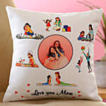 Love You Mom Personalised White Cushion