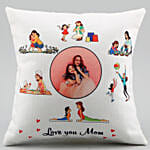 Love You Mom Personalised White Cushion