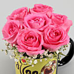 Charming Roses In Mug For Maa