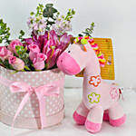 Mixed Flowers Soft Toys Baby Hamper