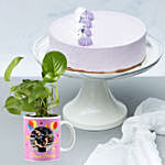 Lavender Cake with Personalised Mug Money Plant