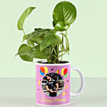 The Top Cake with Personalised Mug Money Plant