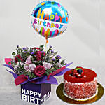 Birthday Flower Arrangement With Cake