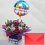 Birthday Flower Arrangement With Greeting Card