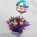 Birthday Flower Arrangement With Greeting Card