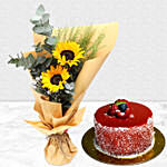 Bouquet Of Sunshine with Cake