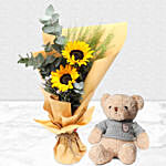 Bouquet Of Sunshine with Teddy Bear
