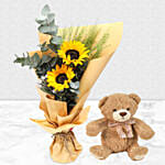 Bouquet Of Sunshine with Teddy Bear